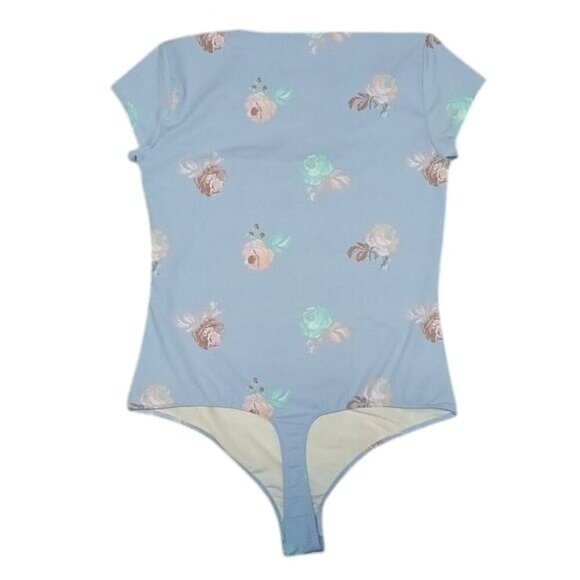 Free People Fair and Square Pastel Blue Floral Bodysuit - Picture 4 of 5